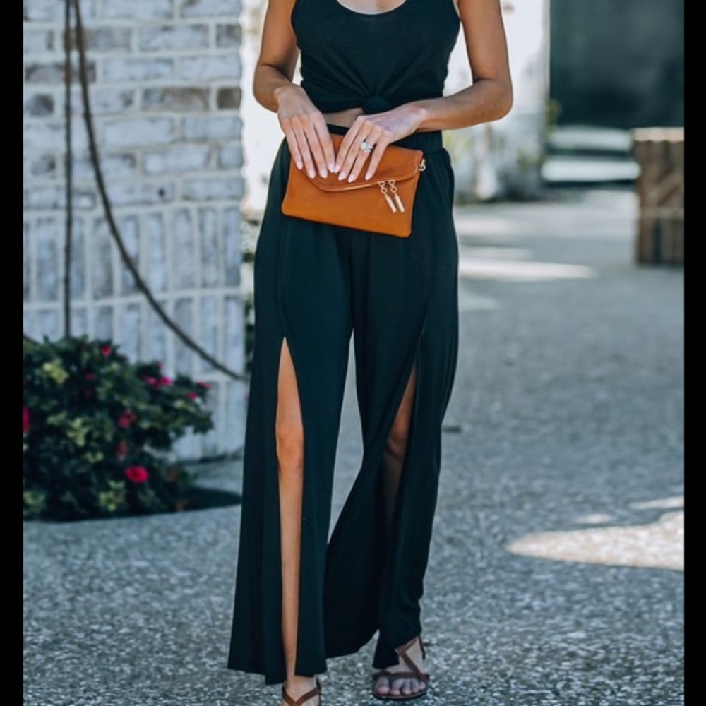 Slit leg black pants